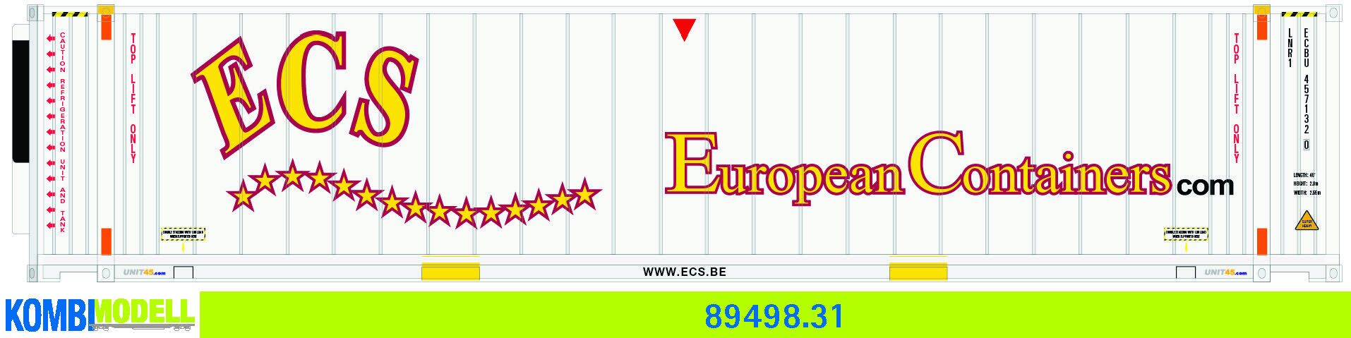 Kombimodell 89498.31 WB-A /Ct 45' (Euro) Reefer (DE) ECS"  Logo gr. mi" #ECBU 457132